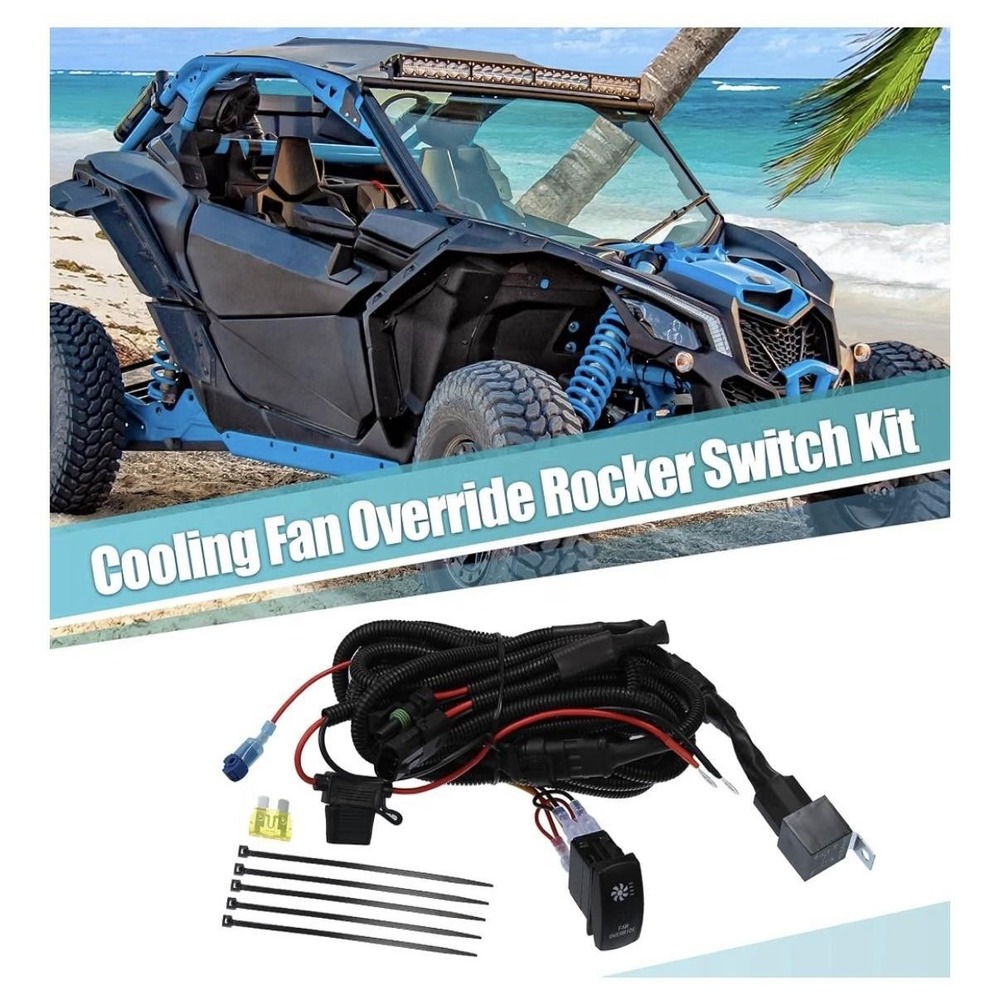 X‎ AUTOHAUX Radiator Fan Override Rocker Switch Kit LED Relay Polaris RZR Ranger